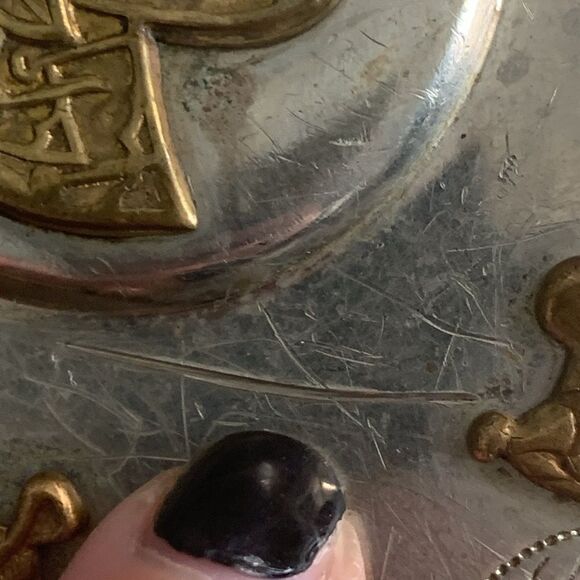 Vintage The Lyntone Co Oklahoma Nickel Silver Belt Buckle Cowboy Western Saddle - Picture 10 of 17